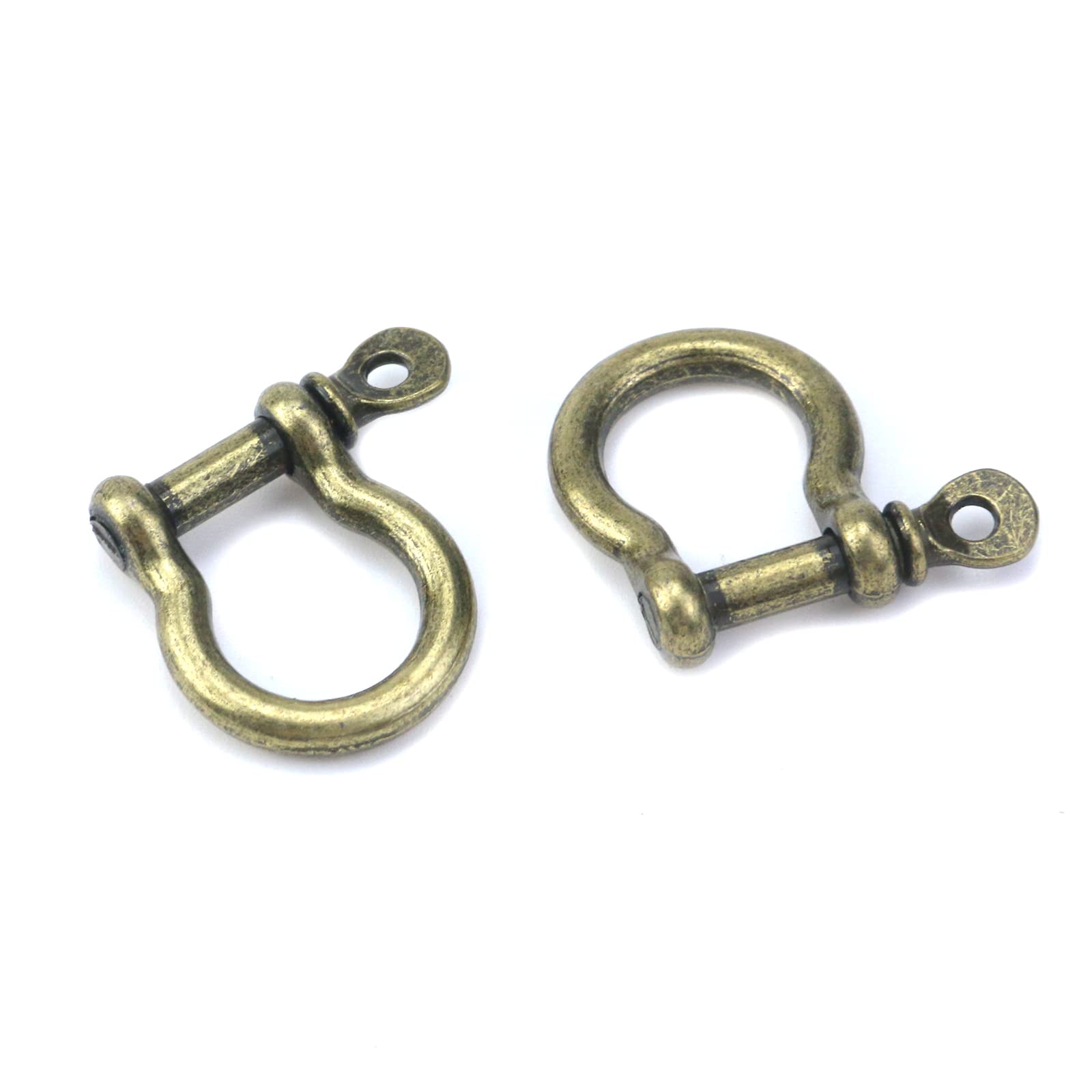 Semetall 10pcs Metal D-Rings 15mm Horseshoe Shape Key Rings Screw in Shackle U Shape D Ring for DIY Leather Craft Accessories,Bronze