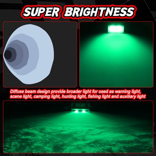 Image of Green LED Pod Lights 3 Inch Auxiliary Backup Rear Light Bar
