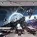 Price comparison product image 3D Stereo Wallpaper Space Bar KTV Background Wall Wall Wall Wall Wall Wall Cloth of Large Fresco Theme Cinema,350×245cm