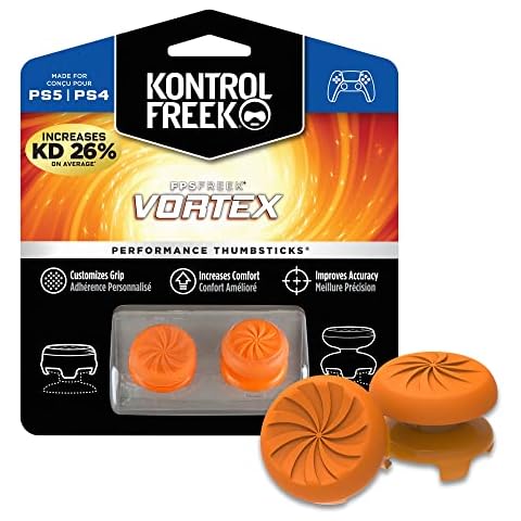 KontrolFreek FPS Freek Vortex for PlayStation 4 (PS4) Controller | Performance Thumbsticks | 1 High-Rise Convex, 1 Mid-Rise Concave | Orange Cover