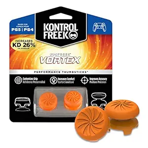 KontrolFreek Fps Freek Vortex For Playstation 4 (PS4) Controller | Performance Thumbsticks | 1 High-Rise Convex, 1 Mid-Rise Concave | Orange