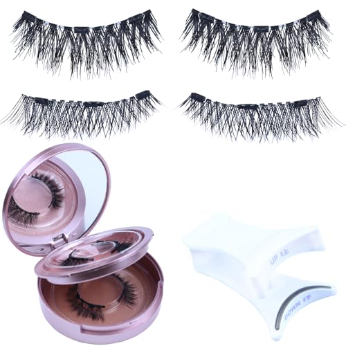 Image of LAUBESS Magnetic Eyelashes with Applicator 2 Pair No Glue Needed Natural Look Magnetic Lashes Easy to Wear and Remove(L01 /L03)