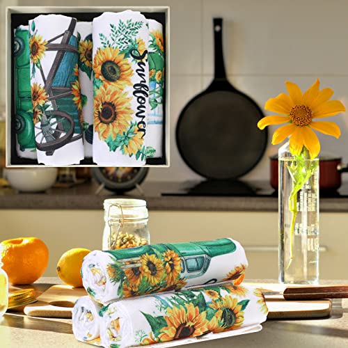 Set Of 6 Sunflower Kitchen Towels Gnome Dish Towels Seasonal Beach Cloth Summer Tea Towel Sunshine Nautical Kitchen Towels, Hand Towels, Tea Towels, Housewarming Gift For Home, Hand Towels #TOP6