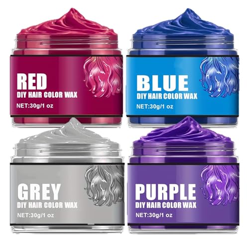 Cera para teñir el cabello temporal, 30 g de cera lavable para teñir el cabello para color instantáneo, Halloween y cosplay, fácil de lavar, sin amoníaco, degradado de moda DIY (1SET)