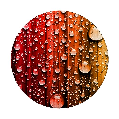 red and orange / colorful water drops PopSockets Swappable PopGrip, Black - Image 3