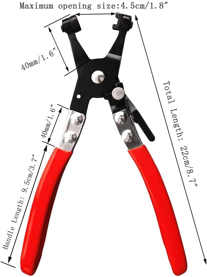 2 Pcs Hose Clamp Pliers Set，45° Angle Flat Belt Hose Clamp Plier and Wide & Flat band Hose Clamp Plier for Automotive Fuel Oil Water Hose, Coolant Radiator Heater (2 Pcs Hose Clamp Pliers Set)