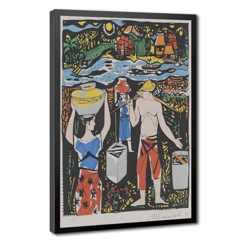 Affiche Toile Fish Vendors Manansala | Rompre Monotonie Bureau Cadre Suspendu 8"