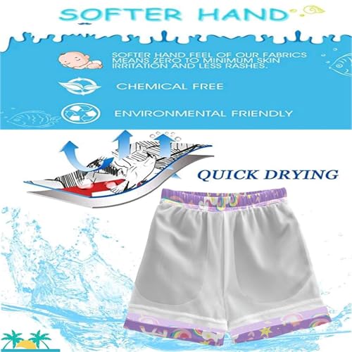 visesunny Summer Boy's Beach Shorts Colorful Purple Unicorn Quick Dry Swim Trunks Baby Boy Bathing Suit3