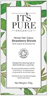 Organic Henna Hair Dye in Strawberry Blonde | 100% Natural, Vegan, & Gluten Free | PPD Free Hair Dye, Ammonia Free, Resorcinol Free & Peroxide Free | Volumising, Strengthening & Revitalising