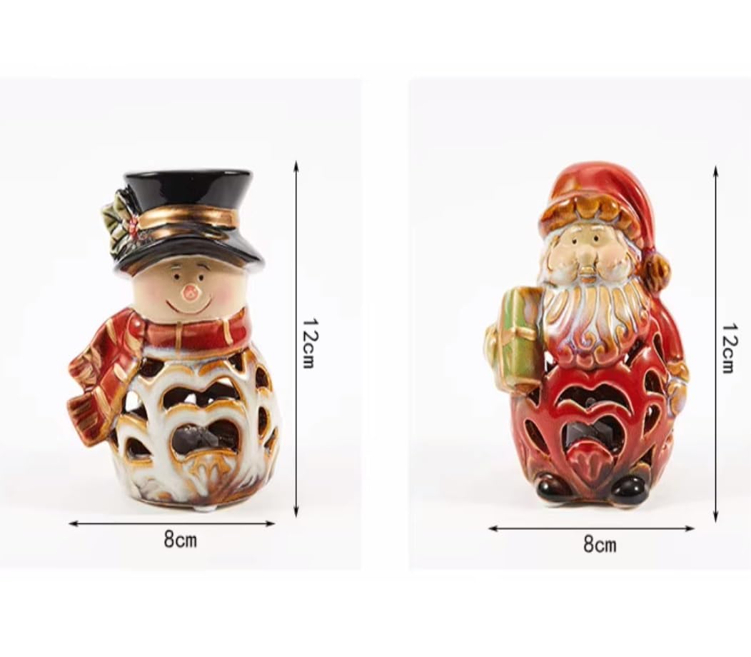 Latarnia Swiąteczna Latarnia W Kształcie Kuli Śnieżnej Świeci Bałwanek Ozdoba Świąteczna Stojąca Figurka Bałwana Tealight LED Dekoracyjne Latarnie Ze Swiecami (Color : B, Size : 12 * 8cm)