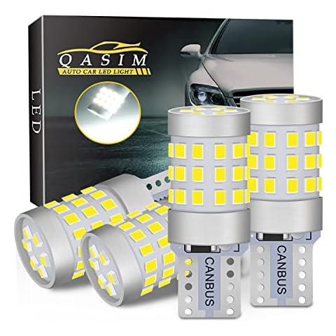 Qasim T10 501 LED Bulbs W5W 168 194 LED Side Light Bulb Canbus Error Free 6500K Xenon White Car Interior Light Turn Signal Indicator Light DC 12V-24V, Pack of 4 Cover