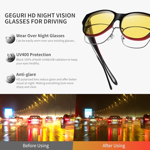 Image of GEGURI Polarized Sunglasses Fit Over Glasses for Men Women, Oversized Square Sun Glasses UV400 Protection Shades