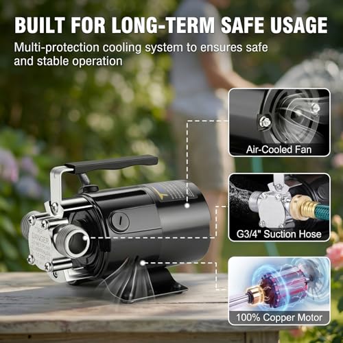 Image of Trupow Water Transfer Pump, 115V 1 /10HP 330GPH Electric Utility Water Pump with 6ft Water Hose Kit, Portable Small Water Pump For Pool Draining, Removing Water From Rain Barrel, Aquariums, etc.