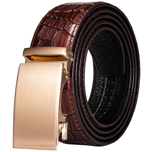 Image of Dubulle Men's Ratchet Belt Gold /Black /Red /Green /Blue /White Automatic Buckle Business Casual Belt Gift - Adjustable Fit