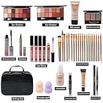 All in One Makeup Kit Full Kit Multipurpose Essential with Eyeshadow Palette,Lip Gloss,Foundation,Mascara,Eyebrow Pencil,Eyeliner,Contour Stick,Makeup Brushes,Cosmetic Bag Makeup Set for Women (DA112) - Image 2