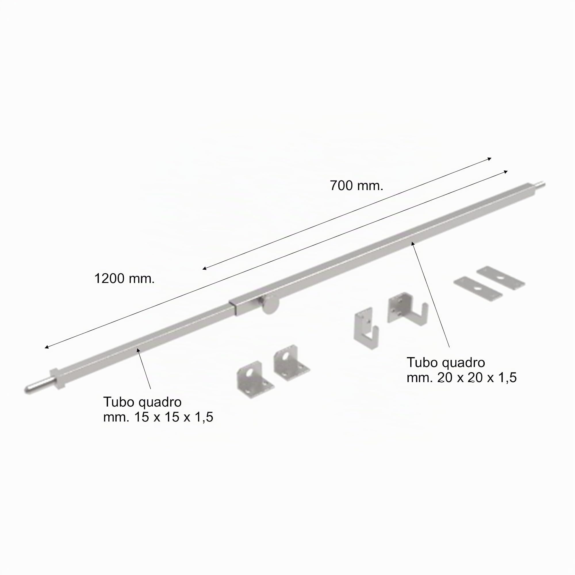 Sbarra antintrusione di sicurezza - acciaio INOX 316L - estensibile da 700 a 1200 mm. - antiscasso - antifurto - per persiane e scuroni - resistente - alta qualità - DimAccessori
