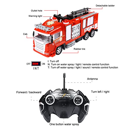 sillervan controle remoto caminhão bombeiros RC 33 polegadas, com botão água e simulação controle re