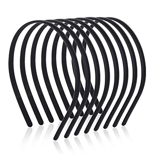 8 Pcs Plastic Plain Headbands Teeth Comb Headbands Skinny DIY Hair Bands Headbands for Women Girls (8 mm, Rubber Black)