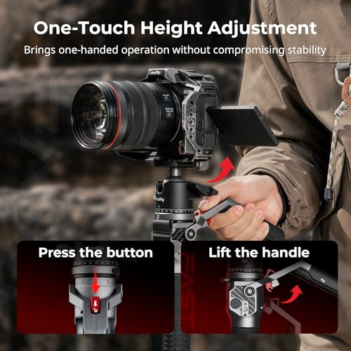 Image of SmallRig 166.5cm / 65.6 inch Carbon Fiber Monopod for Camera, Compact Camera Monopod with One-Touch Height Adjustment, Max. 5kg Playload Ball Head, Storage Size of 68cm / 26.8 inch, Weighs 1.72kg / 3.8lb