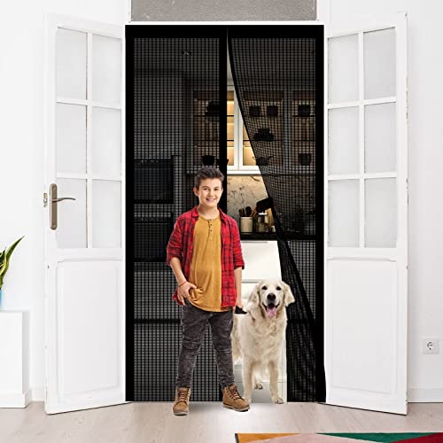 Fliegengitter Tür Magnet 60x200 Cm – Insektenschutz Ohne Bohren, Beige Streifen, Für Balkon- & Terrassentüren