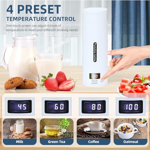 Tetera eléctrica portátil de viaje 0.38 L blanca miniatura 5