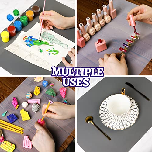 Image of LEOBRO Silicone Mat for Resin Molds, 2 PCS 15.7 inch x 11.7 inch Play Dough Mat, Silicone Mats for Crafts, Jewelry Molds Mats, for Resin, Clay, Paint, Dark Gray & Clear