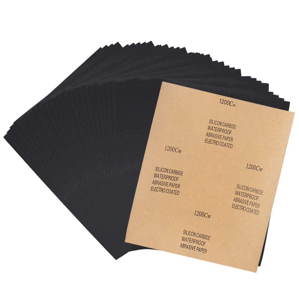 CW 1200-2C - 100 fogli di carta vetrata impermeabile, carburo di silicio per levigatura bagnata e asciutta, P1200 a grana fine con alta qualità