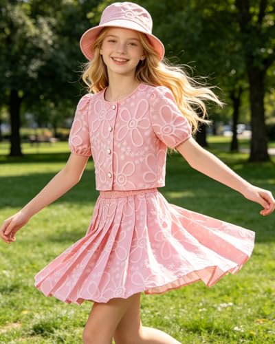 Image of Kids Toddler Girl Summer Clothes Letter Printed T-Shirt Top+ Floral Skirt 2pcs Girl's Skirt Set