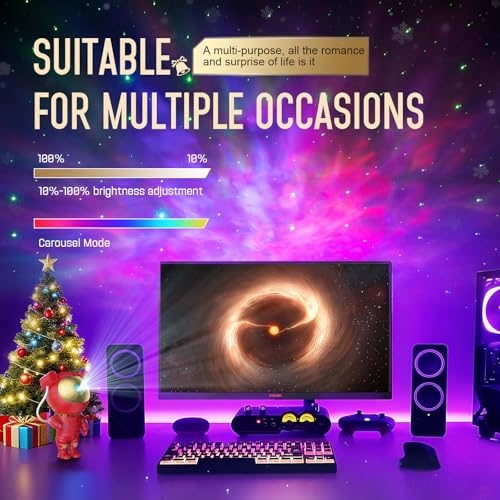 Image of Christmas Light Projector Indoor - Red Astronaut Galaxy Projector, Festive Holiday Decor, Romantic Lights for Bedroom, Unique Christmas Gift with Remote & Timer