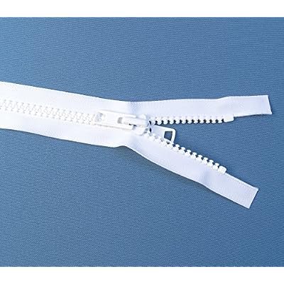 YKK Zipper, White #10 Brand Separates at The Bottom, Marine Grade Metal Tab Slider, Heavy Duty (24 Inch)