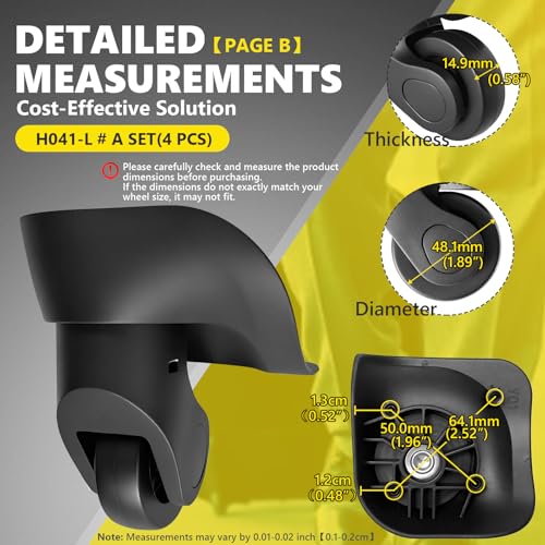 Image of Luggage Wheels Replacement Wheel for Luggage Suitcase Repair 360 Rotating Suitcase Replacement Wheels with 4 Mounting Holes