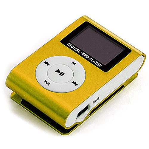 Karlak Mini Portable MP3 Mc Player Metal Clip-on MP3 Player with LCD Screen Port TF Card Wide Application Gold