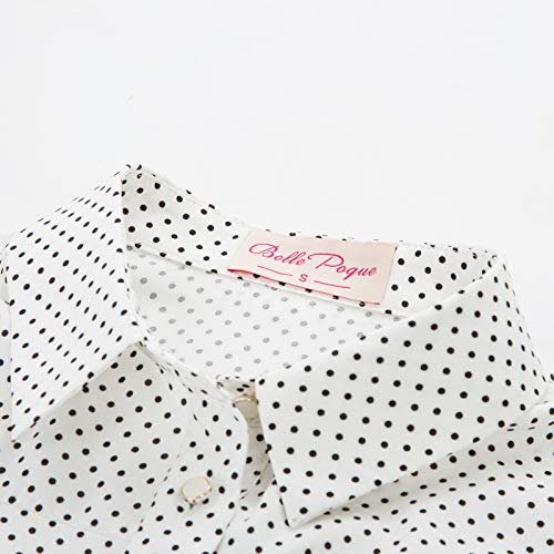 Women's Short Sleeve Shirt Top V Neck Slim Fit Button Down Shirt, Off-White, X-Large #TOP5