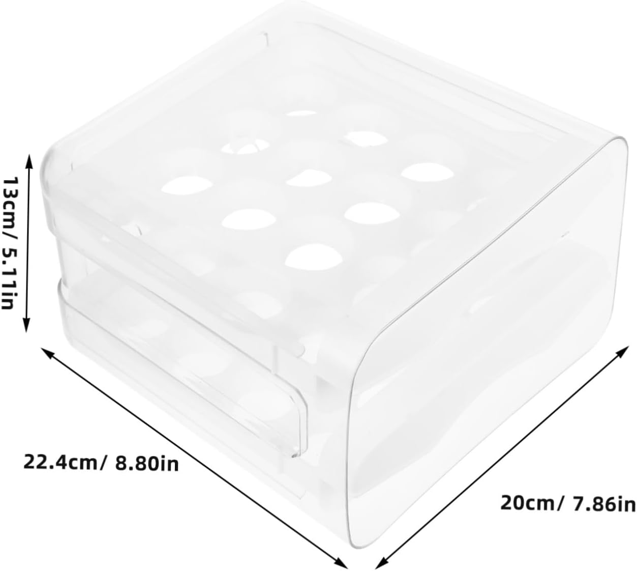 Cabilock Transparent Double Layer Egg Organizer with Lid Refrigerator Egg Storage Box for Kitchen Counter Fridge Stable Support and Flexible Placement
