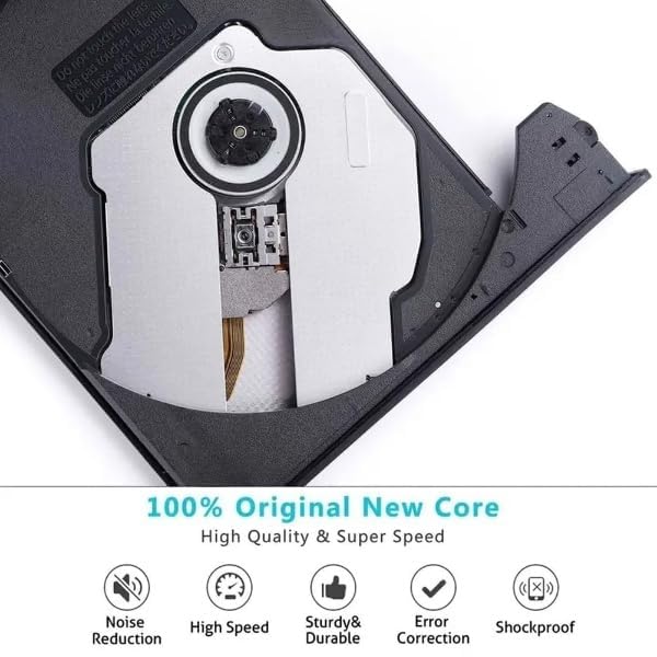 Image of External CD DVD Drive Player, USB 3.0 USB-C Portable CD DVD + /-RW Disk Drive Burner CD-ROM Reader Writer for Laptop Desktop PC (DVD Writer - B22-Y)