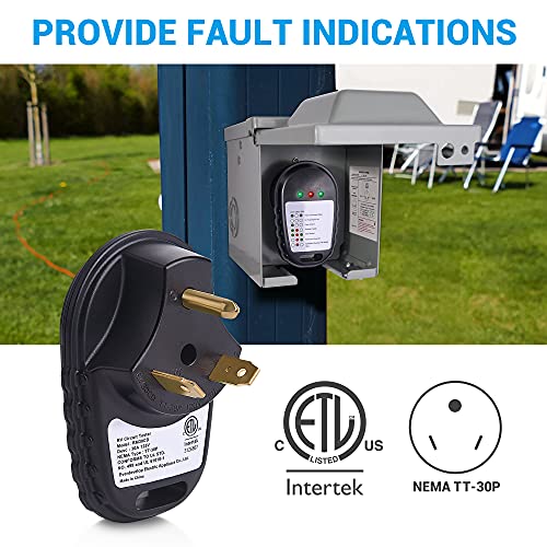 Mictuning 30 Amp 125 Volt Rv Circuit Analyzer, Rv Receptacle Power Tester Nema Tt-30P With Led Indicator Light, For Rv Camper, Travel Trailer, Motorhome, Caravan, Tourer #TOP3