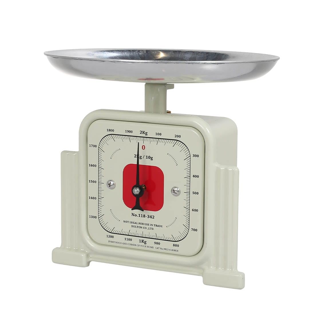 DULTON Retro Kitchen Scale Cream 4.4lb Analog Cooking Scale 6.9in Tall