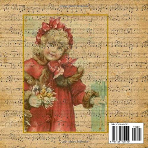aged vintage victorian christmas music sheet paper for craft 20 sheet single sided 2 design: antique decorative pattern for Papercrafts & ... for decoupage & invitation collage art image 3