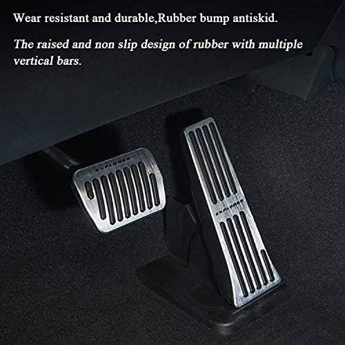 Rifoda for Ford Explorer 2020 No Drill Accelerator Gas Pedal Brake Pedal Cover Non-Slip Replacement Pedal Pad Aluminum Performance Foot Pedals Set(Silver)