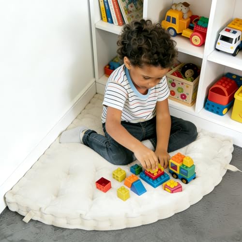 Fan-Shaped Floor Cushion Meditation Yoga Pillow Ivory