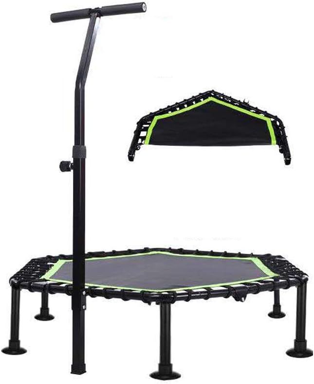 45-inch Foldable Ultra-quiet Fitness Mini Trampoline, Adjustable Handles, Adult Indoor Fitness/Home Exercise Aerobics for Indoor/Outdoor (green)