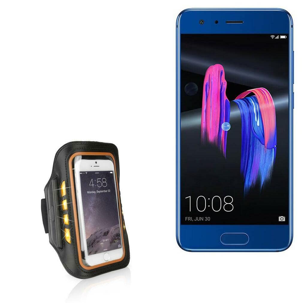 BoxWave Case Compatible with Honor 9 (Case by BoxWave) - JogBrite Sports Armband, High Visibility Safety Light LED Runners Armband for Honor 9 - Bold Orange