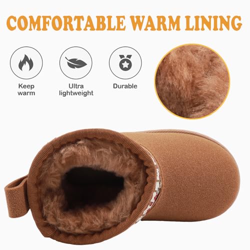 Girls Boys Snow Boots Toddlers Warm Winter Shoes Kids Outdoor Faux Fur Boots with Non-Slip Sole3