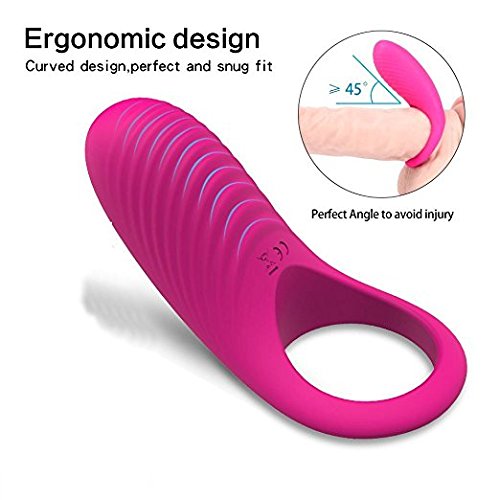 Waterproof Vibrating Penis Ring, Cordless Rechargeable Powerful Vibrating Cock Ring Viberate Men Vibrator with 45° Angle Cockring Set for Sex for Men Gay Couples(Red)