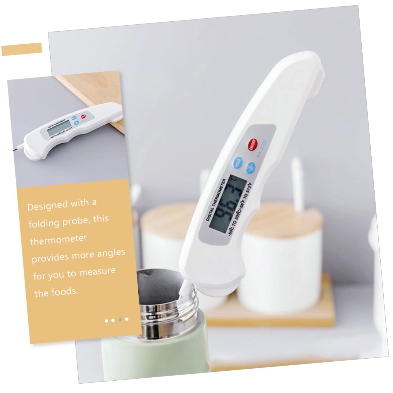 KICHOUSE Folding Digital Meat Thermometer for Kitchen Use Accurate Food Temperature Probe for Baking BBQ and Cooking Lightweight Portable Thermometer