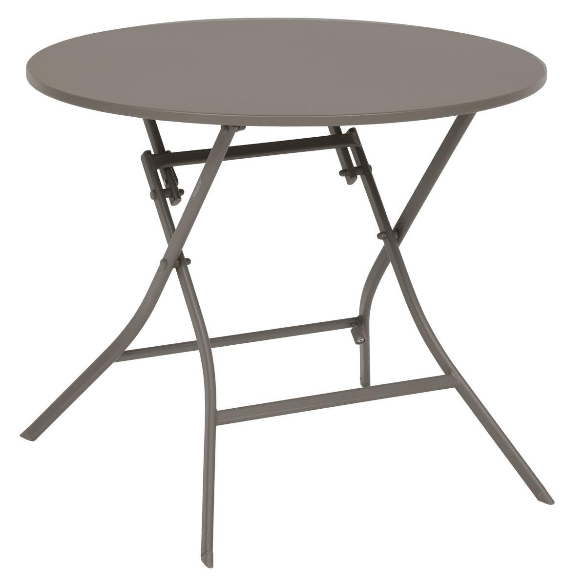 Hespéride - Tavolo da giardino rotondo pieghevole Greensboro per 4 persone - Acciaio rinforzato antiruggine - Arredamento per giardino, balcone e terrazzo