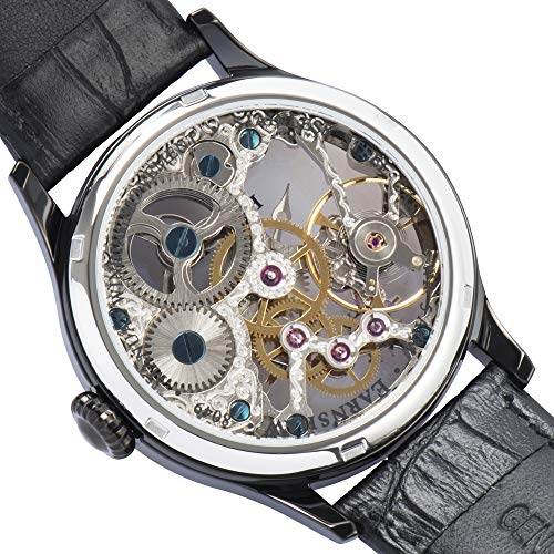 Image of Thomas Earnshaw Mens 42mm Bauer Mechanical Skeleton Automatic Watch with Genuine Leather Strap or Stainless Steel Bracelet ES-8049