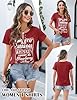 heekpek Women's T-Shirts Ladies Tops Summer Tshirts Graphic Printed Tee Short Sleeve Casual V Neck T Shirt, Wine Red, XXL #1
