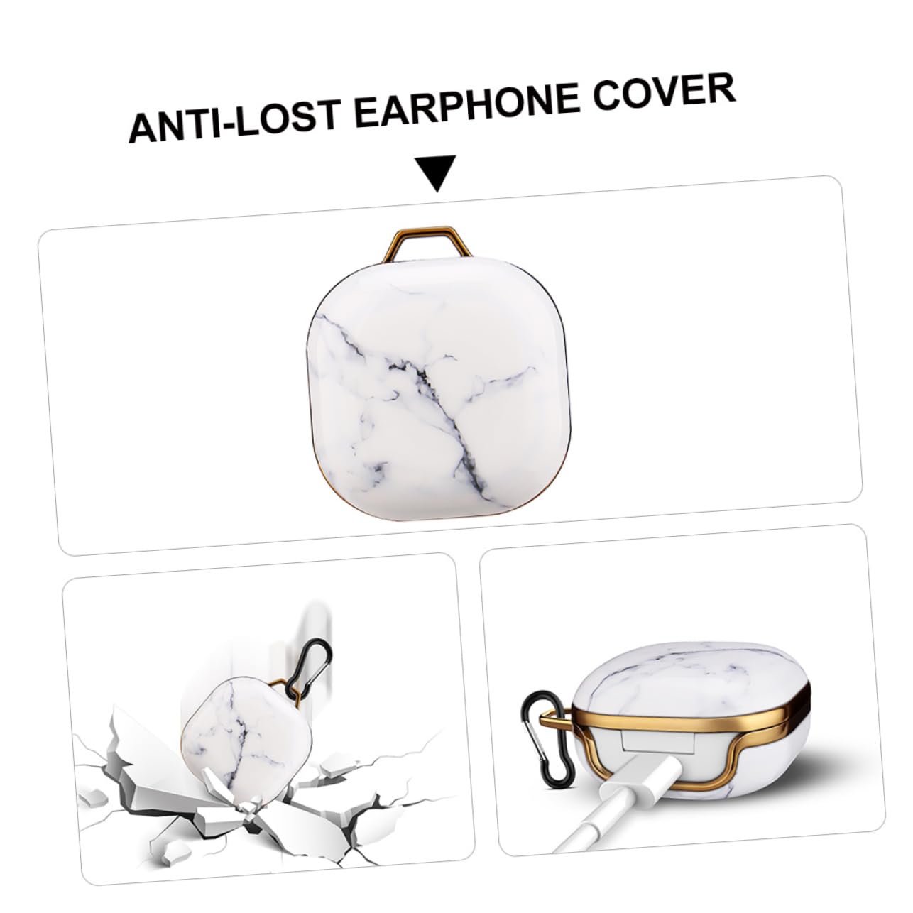 jojofuny 3piezas Funda Protectora Portátil De Mármol para Buds Live Resistente Al Agua y Cierre Seguro y Diseño