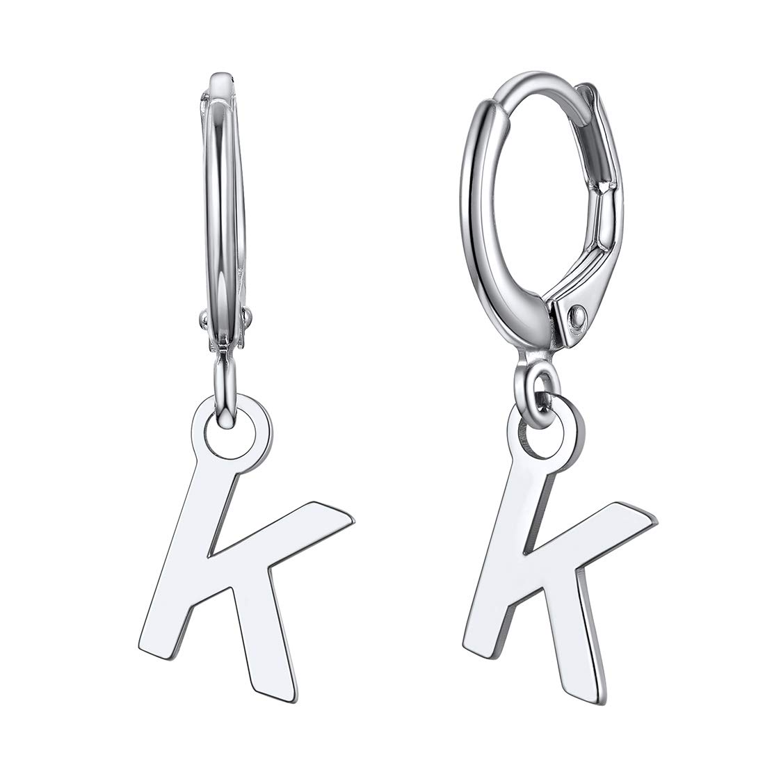 ChicSilverInitial Dangle Hoop Earrings for Women 925 Sterling Silver Personalized 26 Alphabet Letters Huggie Earrings (withh Gift Box)